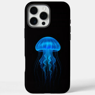 Schwarzes 4 Luxe iPhone 16 Pro Max, Blaue Qualle Max Hülle