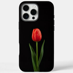 Schwarzes 4 Luxe iPhone 16 Pro Max, Rubinrote Tulp Max Hülle