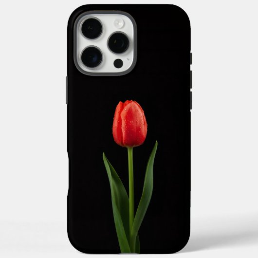 Schwarzes 4 Luxe iPhone 16 Pro Max, Rubinrote Tulp Case-Mate iPhone Hülle (Rückseite)