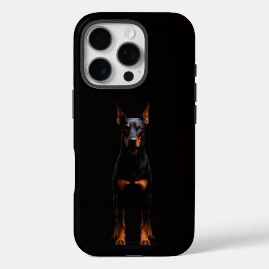 Schwarzes 4 Luxe iPhone 16 Pro, Wachhund Dobermann Case-Mate iPhone Hülle (Rückseite)