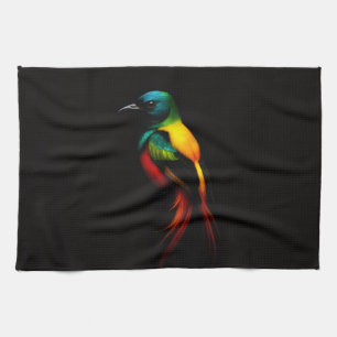 Schwarzes 4 Luxe Küchentuch Regenbogen Vogel