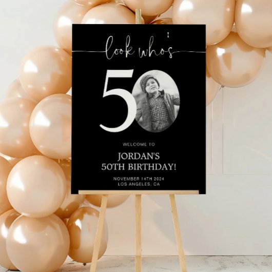 Schwarzes 50. Geburtstag Begrüßungszeichen | Schau Poster