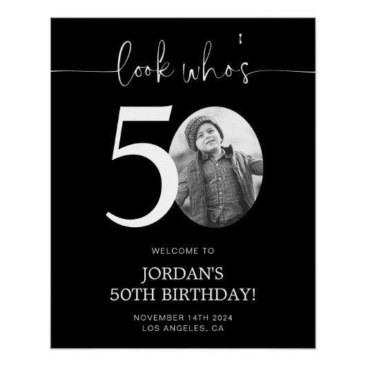 Schwarzes 50. Geburtstag Begrüßungszeichen | Schau Poster (Vorderseite)