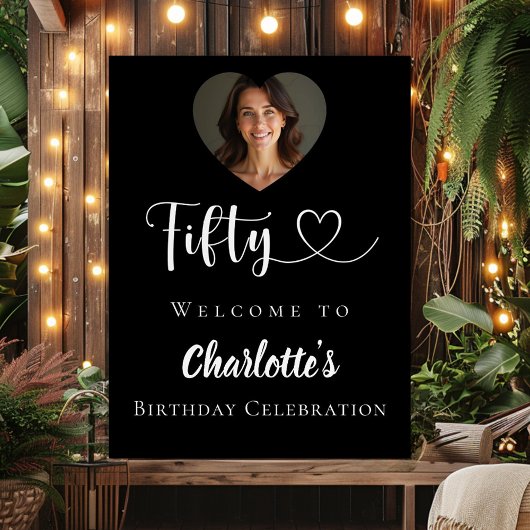 Schwarzes 50. Geburtstag Party Foto Herzlich willk Poster