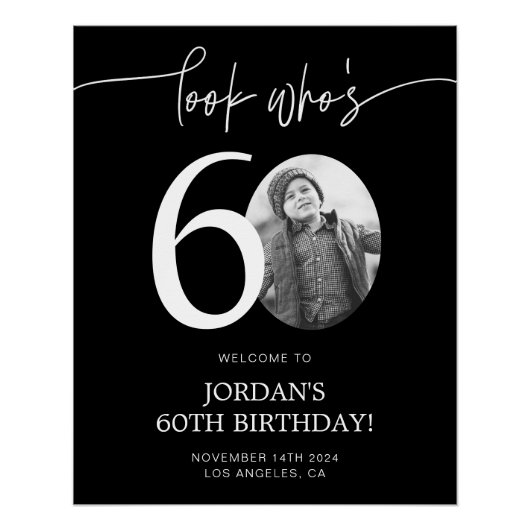 Schwarzes 60. Geburtstag Begrüßungszeichen | Schau Poster (Vorderseite)