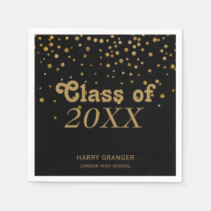 Schwarzes Abschluss-Party GoldGlitzerconfetti-  Serviette