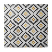 Schwarzes Abstraktes geometrisches Diamantmuster Fliese (Vorderseite)