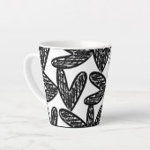 Schwarzes Abstraktes Herz Latte Tasse (Linke Ecke)