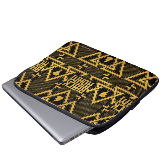 Schwarzes Adam-Blitz-Dreiecksmuster Laptopschutzhülle (Vorne Knopf)