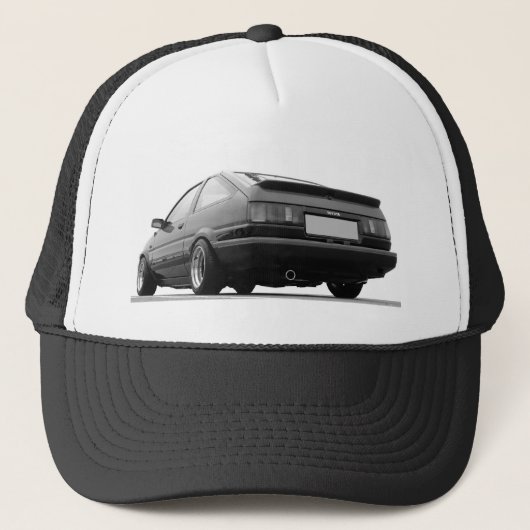 Schwarzes AE86 u. Weiß Truckerkappe (Vorderseite)