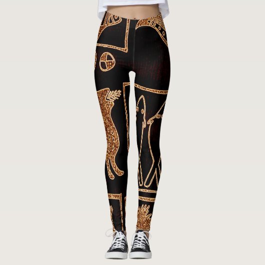 Schwarzes/afrikanisches Motiv Browns auf Leggings (Vorderseite)