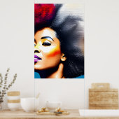 Schwarzes Afro Watercolor Portrait V Poster (Küche)