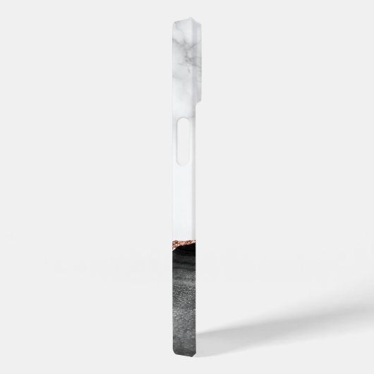 Schwarzes Agate Rose Goldweißes Marmormonogramm Case-Mate iPhone Hülle (Rückseite / Rechts)