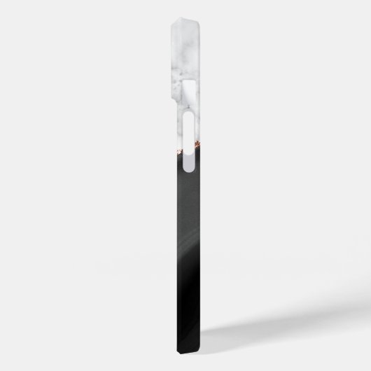 Schwarzes Agate Rose Goldweißes Marmormonogramm Case-Mate iPhone Hülle (Rückseite / Links)