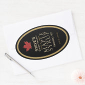 Schwarzes Ahornsirup-Etikett mit rotem Leaf Ovaler Aufkleber (Umschlag)