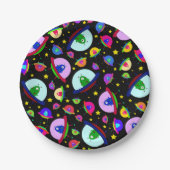 Schwarzes Alien Raumschiff Pappteller (Vorderseite)