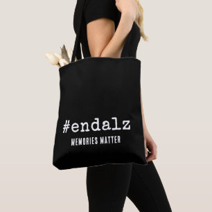 Schwarzes Alzheimer-Bewusstsein Hashtag Beende Alz Tasche