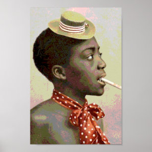 Schwarzes Amerika Vintager Junge mit Zigarre Poster