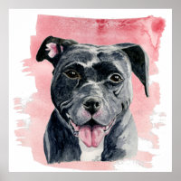 Schwarzes Amerikanisches Bulldog-Aquarellbild