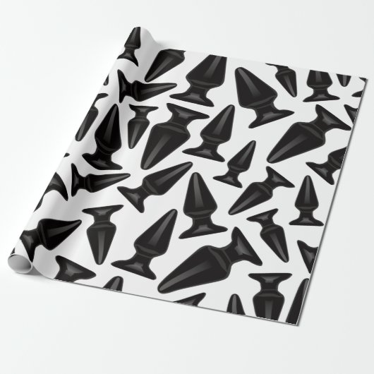 Schwarzes Analplug-Muster - anpassbar Geschenkpapier (Ungerollt)