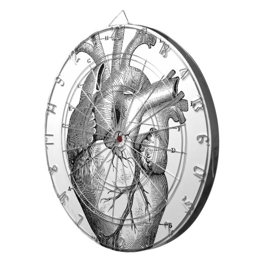 Schwarzes anatomisches Herz Dartscheibe (Vorderseite rechts)