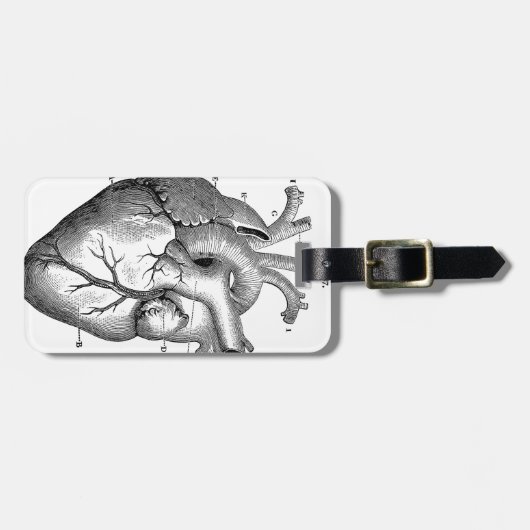 Schwarzes anatomisches Herz Gepäckanhänger (Vorderseite horizontal)