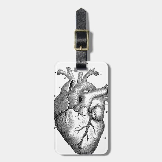 Schwarzes anatomisches Herz Gepäckanhänger (Vorderseite vertikal)