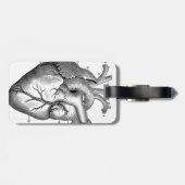 Schwarzes anatomisches Herz Gepäckanhänger (Rückseite horizontal)