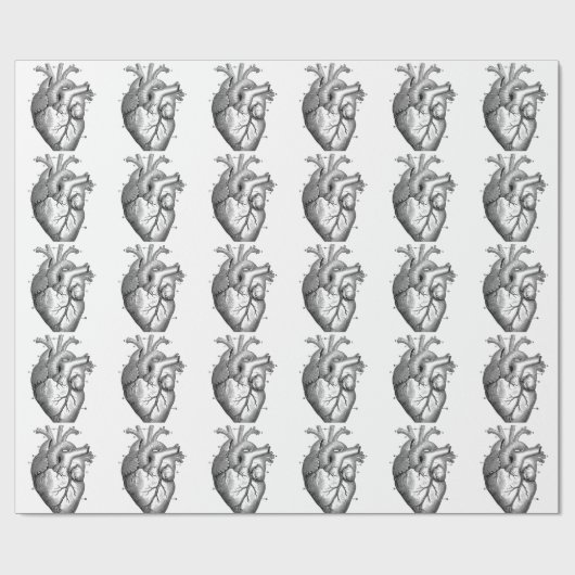 Schwarzes anatomisches Herz Geschenkpapier (Flach)