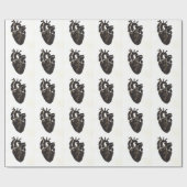 Schwarzes anatomisches Herz Geschenkpapier (Flach)