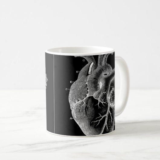 Schwarzes anatomisches Herz Kaffeetasse (VorderseiteRechts)