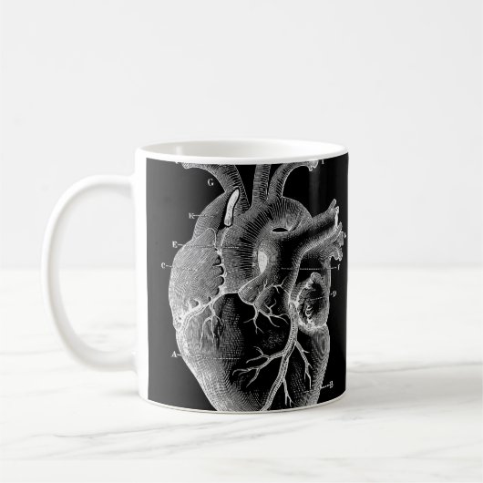 Schwarzes anatomisches Herz Kaffeetasse (Links)