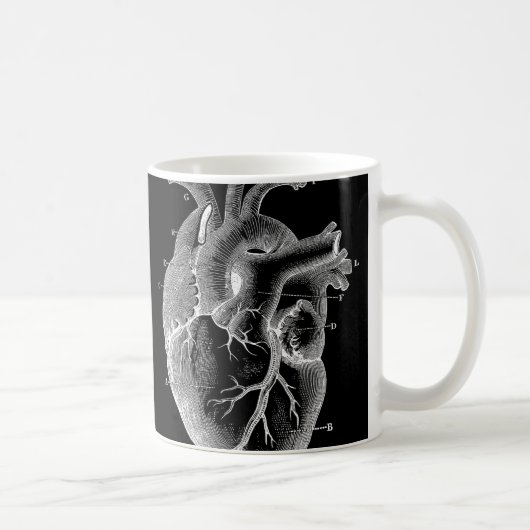 Schwarzes anatomisches Herz Kaffeetasse (Rechts)