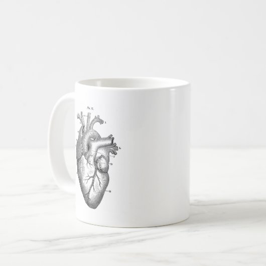 Schwarzes anatomisches Herz Kaffeetasse (Vorderseite Links)