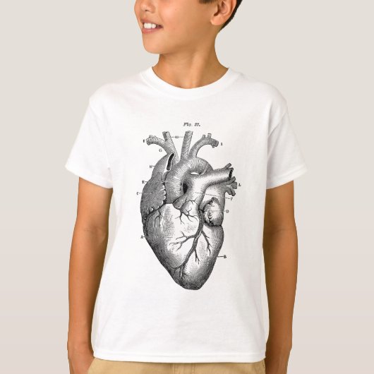 Schwarzes anatomisches Herz T-Shirt (Vorderseite)