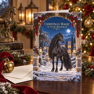 Schwarzes Andalusier-Pferd Weihnachten Karte