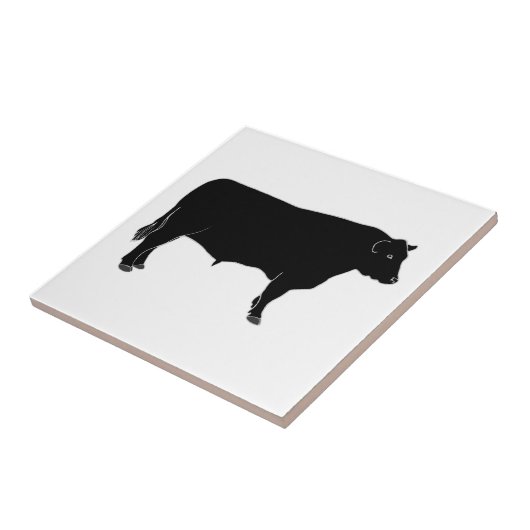 Schwarzes Angus Stier Fliese (Seite)