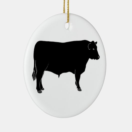 Schwarzes Angus Stier Keramik Ornament (Rechts)