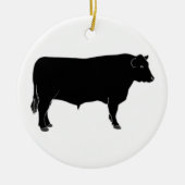Schwarzes Angus Stier Keramik Ornament (Vorne)