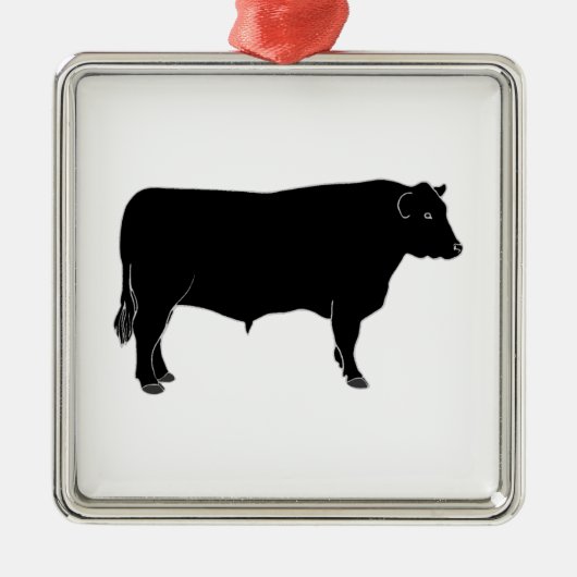 Schwarzes Angus Stier Ornament Aus Metall (Vorne)