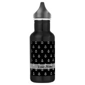 Schwarzes Ankermuster Edelstahlflasche (Links)