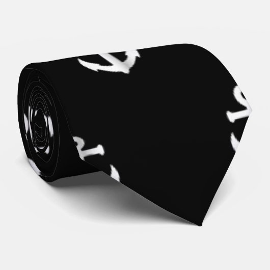 Schwarzes Ankermuster Krawatte (Gerollt)