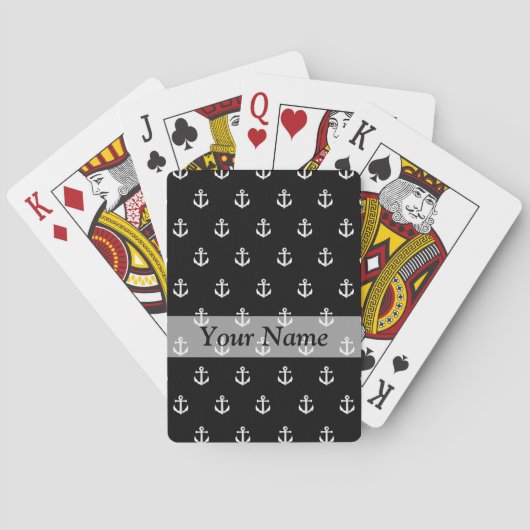 Schwarzes Ankermuster Spielkarten (Rückseite)