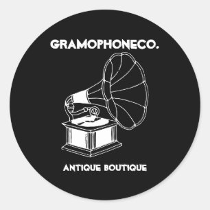 Schwarzes Antik-Dekor-Grammophon Runder Aufkleber