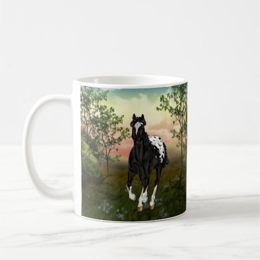 Schwarzes Appaloosa-Pferd Kaffeetasse (Links)