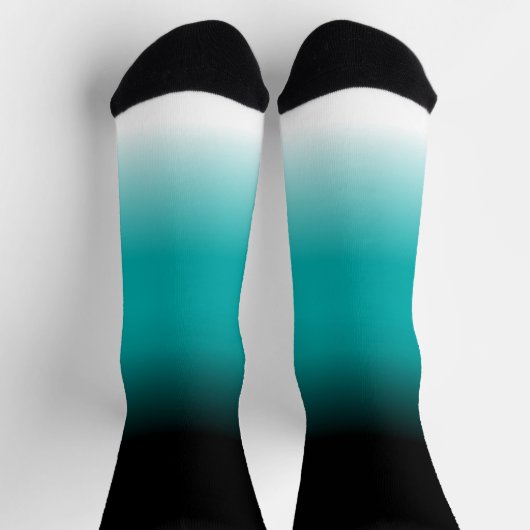 Schwarzes Aquamarines und weißes Ombre Socken (Oben)
