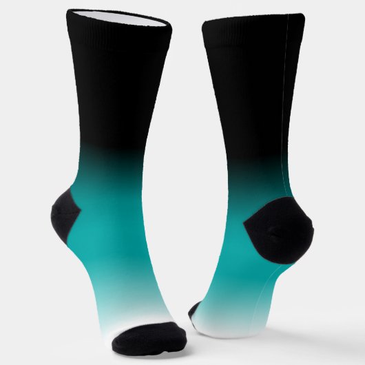 Schwarzes Aquamarines und weißes Ombre Socken (Gewinkelt)