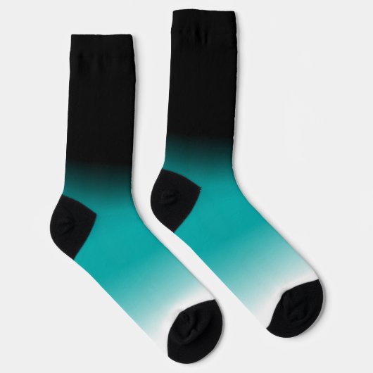 Schwarzes Aquamarines und weißes Ombre Socken (Rechts)