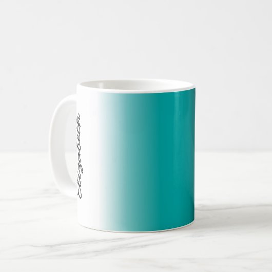 Schwarzes aquamarines weißes Ombre Kaffeetasse (Vorderseite Links)