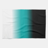 Schwarzes Aquamarines Weißes Ombre Küchentuch (Horizontal)